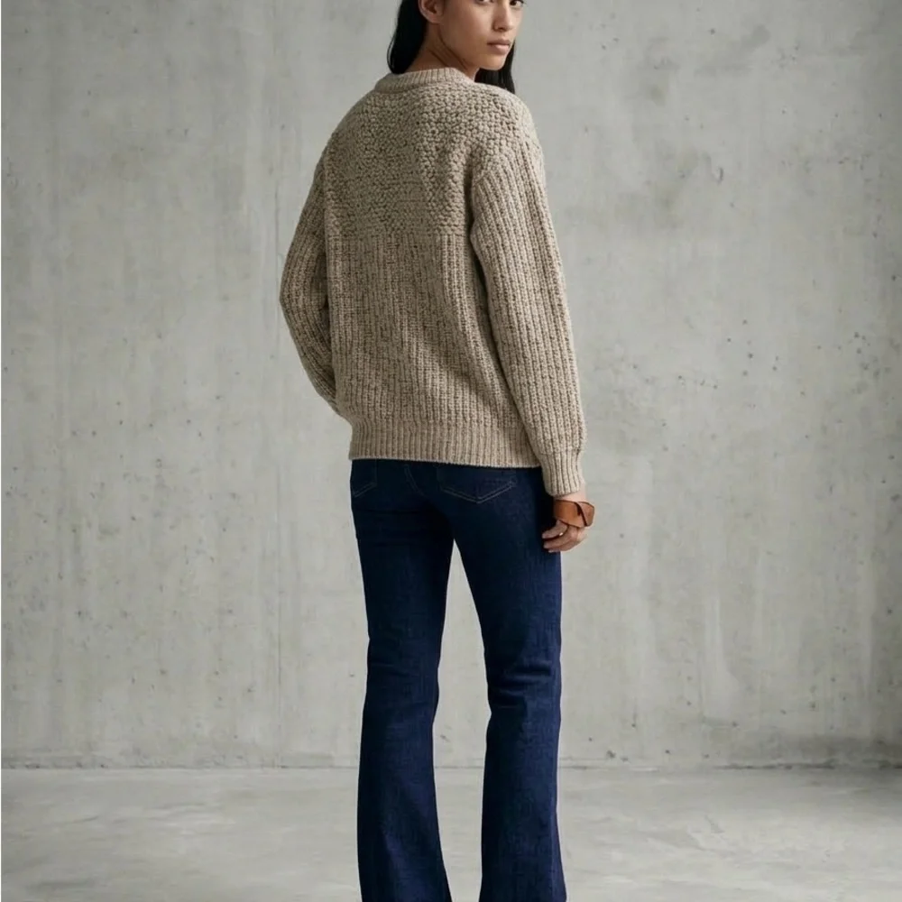Vintage GRENADIER Mixed-Stitch Tweed Sweater | Oatmeal | Med - Picture 3 of 16